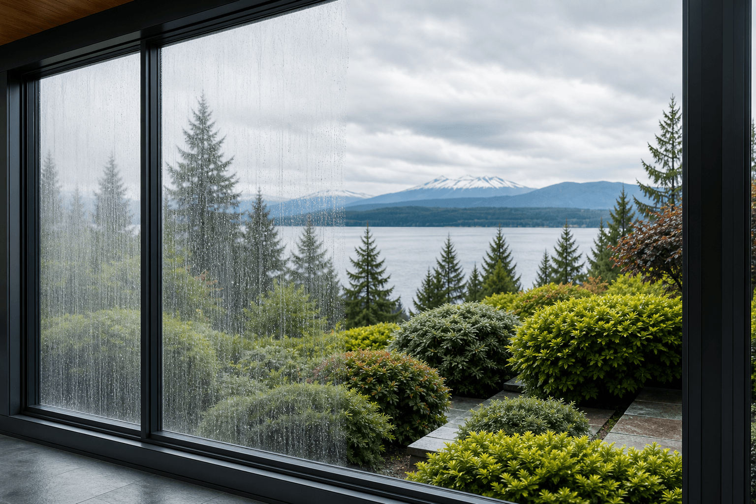 Window showing a subtle before and after cleaning transformation